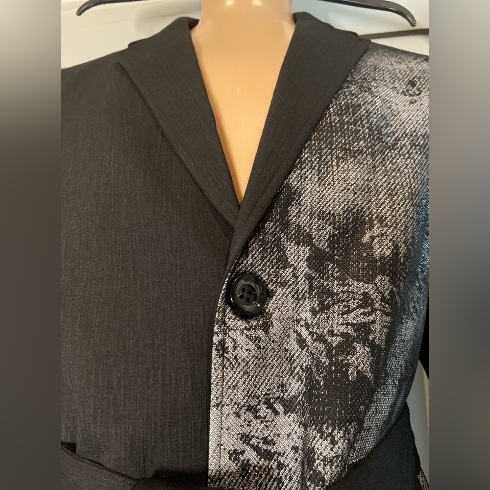 Geranx Men’s Style~Asymmetric~Color Block~Graphic~Belt~Trench/Suit Coat~Size XL - Picture 4 of 16